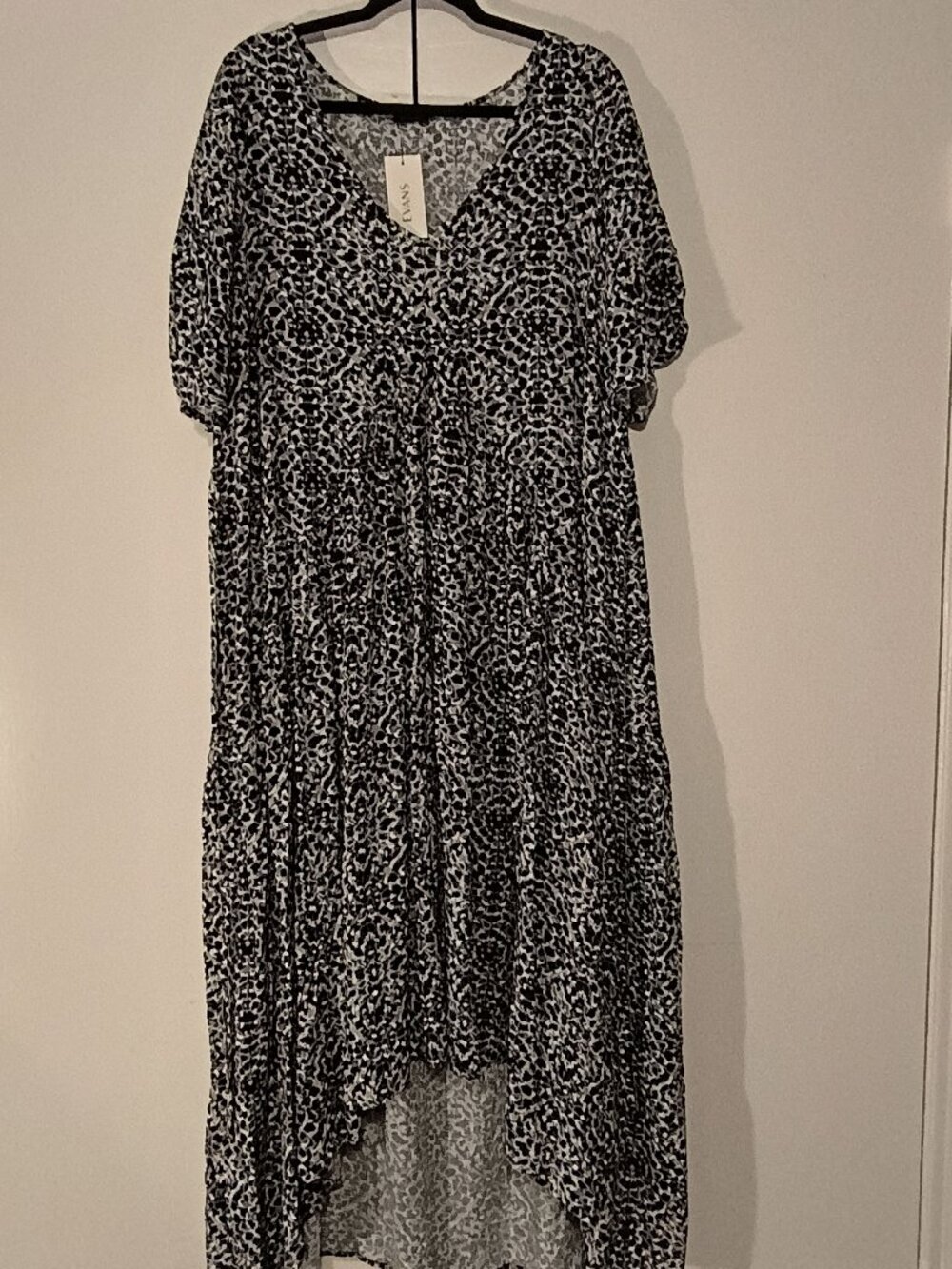 NWT Evans Size 18 Mandalay Print High Low Midi Dress Blue Black Animal Print Tie - Picture 2 of 10